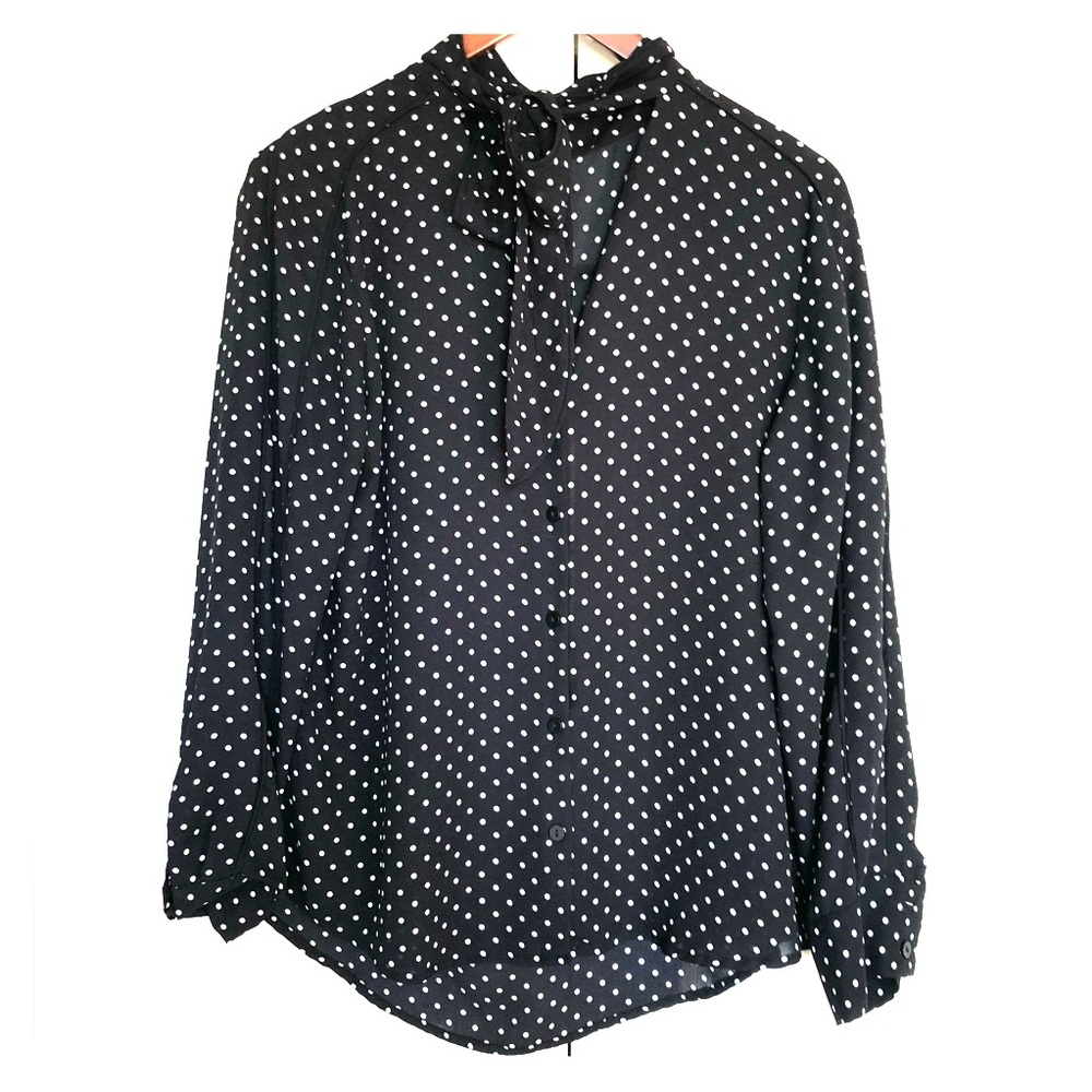 Black polka-dot blouse